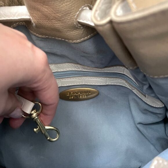 Brahmin White Elizabeth Grotto Croc Leather Handbag - Large - Picture 7 of 11